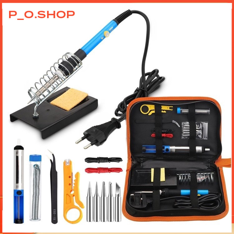 【🔥Rẻ】bộ 15 món Mỏ hàn thiếc điều chỉnh nhiệt độ, máy hàn chì mini, mỏ hàn tq936 60w 220v và phụ kiện