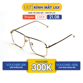 Kính mát nam nữ Lilyeyewear phi công chống UV400 kim loại thanh mảnh thời trang MH2015