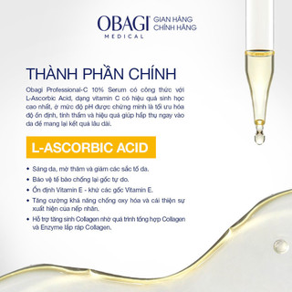 Serum chống oxy hóa, làm đều màu da chứa vitamin C Obagi Professional-C 10% - 12.5ml
