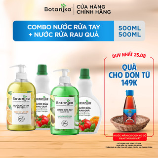 Combo Nước rửa rau quả Botanika 500ml + Nước rửa tay Botanika làm bếp 500ml