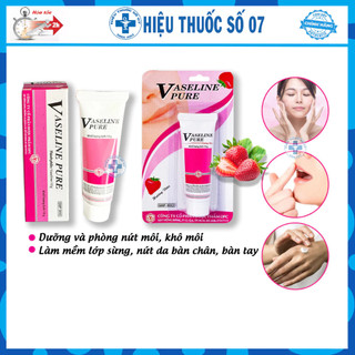 Vaseline dưỡng môi, dưỡng thể, Vaseline Pure – OPC 10g, hương dâu - không mùi