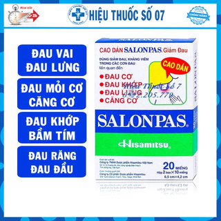 Cao dán Salonpas miếng dán giảm đau nhức, mỏi cơ, xương khớp, Hộp 10 miếng - 40 miếng (Date xa)