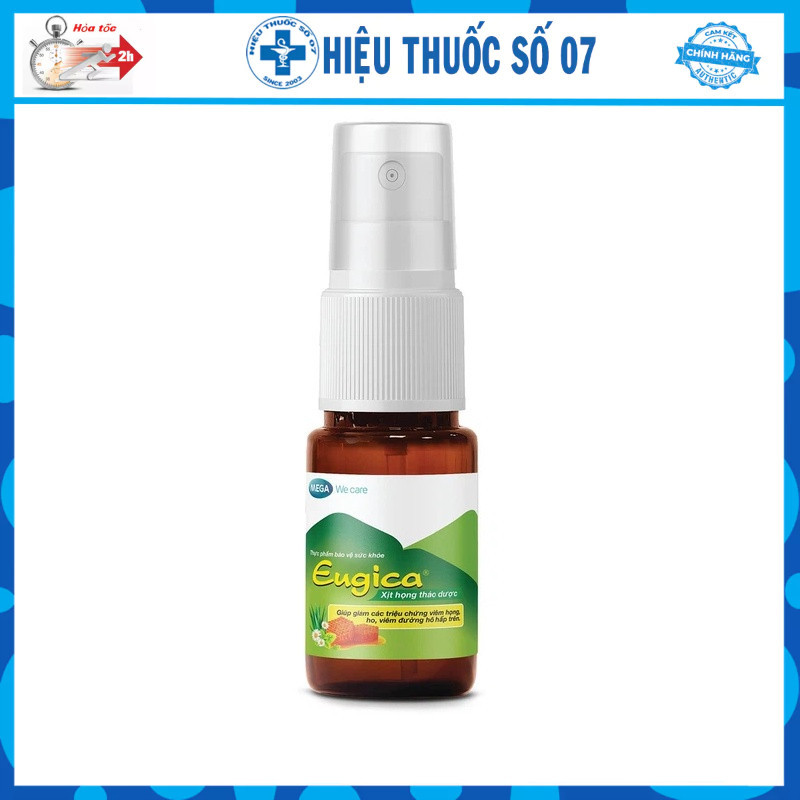 Xịt Họng Eugica 10ml, Xịt họng thảo dược hỗ trợ giảm viêm họng ho, viêm đường hô hấp trên