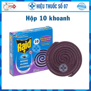 Nhang muỗi Thái Lan Raid hươn Lavender xua diệt muỗi và an toàn cho người ( Hộp 10 khoanh)