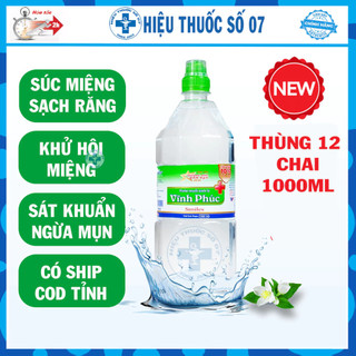 Combo thùng 12 chai 1000ml nước súc miệng, nước muối sinh lý Vĩnh Phúc Smile - Date xa