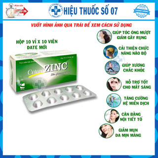 Kích mọc tóc, Thực phẩm chức năng, Kẽm cho bé, kẽm Zinc gluconate 70mg (Set 10 vỉ x 10 viên)