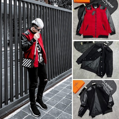 Áo Khoác Bomber Hoàng Gia Đen, đỏ New Mẫu Hot bản chuẩn   Chất Dạ Cựu Đẹp - Áo Khoác Bomber Hoàng Gi