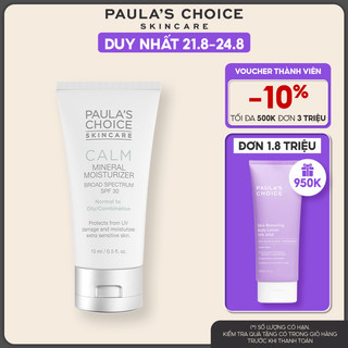 [Mã COSPAU1A giảm 8% đơn 400K] Kem chống nắng cho da nhạy cảm Paula’s Choice Calm Mineral Moisturizer SPF 30 - 15ml 9177