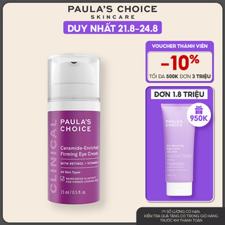 Kem Dưỡng Mắt chống chảy xệ và xóa bọng mắt Paula's Choice CLINICAL CERAMIDE – ENRICHED FIRMING EYE CREAM 15ML Mã 2160