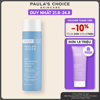 Dung dịch tẩy da, thu nhỏ chân lông Paula's Choice Resist Daily Pore Refining Treatment 2% BHA 88ml  - 7820