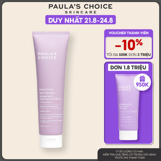 Kem chống nắng cơ thể chống thấm nước đến 8h Paula’s Choice Extra Care Non Greasy Sunscreen SPF 50 148ml 2320