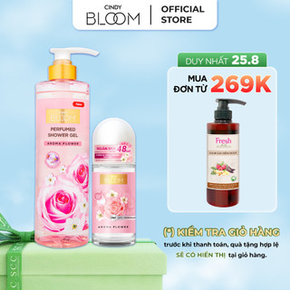 Combo Sữa tắm + Lăn khử mùi Cindy Bloom Aroma Flower hương ngọt ngào nữ tính 640g+50ml