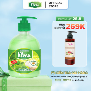 [25.8 - ĐƠN TỪ 269K - CÓ QUÀ 0Đ] Nước rửa tay Kleen dưỡng ẩm chiết xuất từ thiên nhiên 500ml