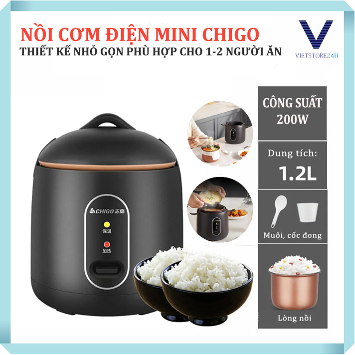 NỒI CƠM ĐIỆN HÀN QUỐC CHIGO 1.2L, NỒI NẤU MINI ĐA NĂNG