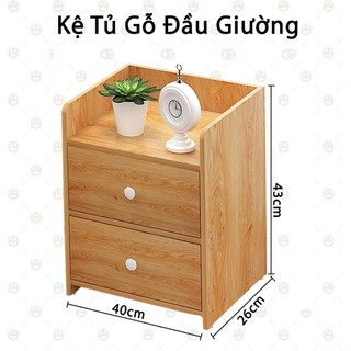Kệ tủ gỗ đầu giường (loại 2 ngăn tủ)