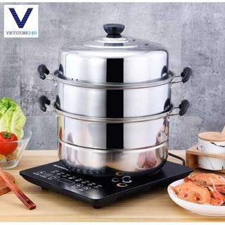 Nồi xửng hấp inox 3 tầng - 28cm