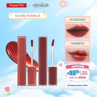 Combo Son kem siêu lì Romand Blur Fudge Tint 5g + Son tint bóng, siêu lì Romand Dewyful Water Tint 5g