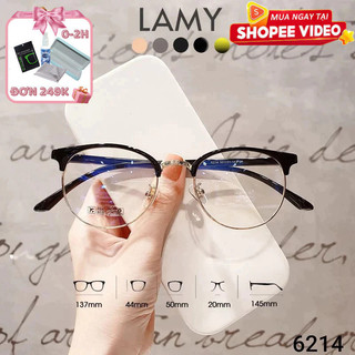 Gọng kính cận tròn kim loại 6214A mắt kính thời trang nữ dáng trẻ trung LAMY