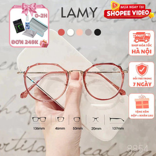 Gọng kính cận tròn 8854 mắt kính gọng kim loại phối nhựa LAMY