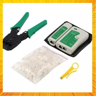 Bộ Dụng Cụ Thi Công Mạng (Kìm Mạng + Bộ Test Mạng + 100 Hạt mạng RJ45)