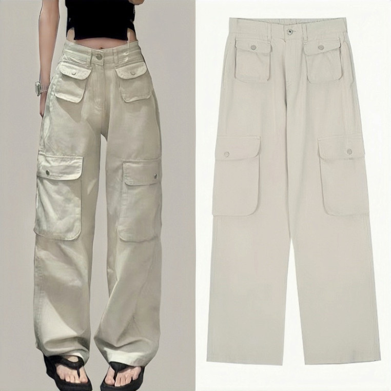 T Quần Dài Túi Hộp VENNE Ống Rộng Kaki Cotton Cạp Cao Nam Nữ Unisex, QUẦN TÚI HỘP ỐNG RỘNG PHONG CÁCH NĂNG ĐỘNG