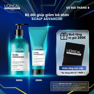 Liệu trình giúp giảm bết dầu cho da đầu dư dầu L'Oréal Professionnel Scalp Advanced - Dầu gội 500ml, Dưỡng chất 200ml