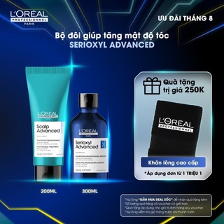 Combo làm sạch & giúp cải thiện mật độ tóc L'Oréal Professionnel Scalp Advanced - Dầu gội 300ml, Dưỡng chất 200ml