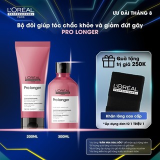 Combo Gội 300ml & Dầu Xả 200ml giảm gãy rụng, dưỡng dài và dày tóc L'Oréal Professionnel Serie Expert Pro Longer
