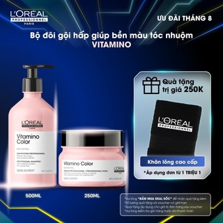 Combo Dầu gội 500ml & Dầu hấp 250ml giữ màu tóc nhuộm & dưỡng tóc mềm mượt Vitamino Color