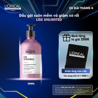 Dầu gội giúp tóc suôn mềm và giảm xơ rối L'Oréal Professionnel Serie Expert Liss Unlimited 500ml