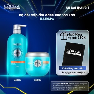 Combo Dầu Gội 600ml & Dầu Hấp 500ml cấp ẩm cho tóc khô L'Oréal Professionnel Hair Spa