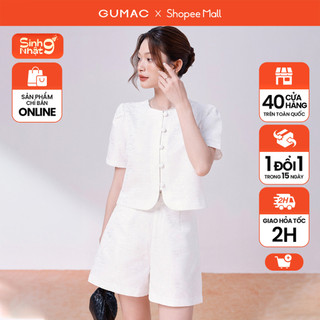 Set lẻ áo lửng tay phồng thời trang gumac ae08039 - quần short phối bản lưng gumac she08040