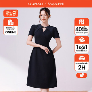 Đầm a phối cổ tơ hoa thời trang gumac de08004