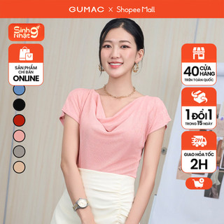 Áo thun kiểu nữ thiết kế cổ đổ thời trang gumac ate01031