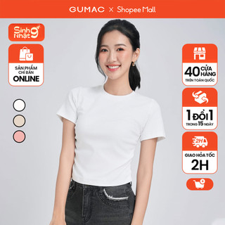 Áo thun nữ cổ tròn form ôm thiết kế nhún eo thời trang gumac late0503