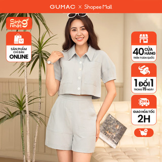 Set lẻ áo kiểu tay bí thời trang gumac ad06071-quần short túi đắp thời trang gumac qd06072