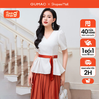 Áo kiểu nữ peplum phối dây màu trắng sang trọng thời trang GUMAC AD10008