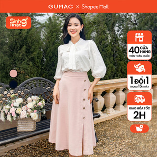 Váy xòe xẻ đính nút vd11049 thời trang gumac