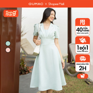 Đầm xòe cổ danton thời trang gumac dd07041