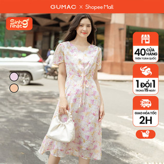 Đầm hoa thắt nơ eo thời trang gumac dd06015