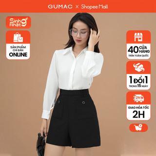 Quần short nữ màu đen phối túi đắp gumac she05067