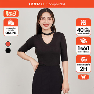Áo thun kiểu nữ cổ tim thời trang gumac atd12050