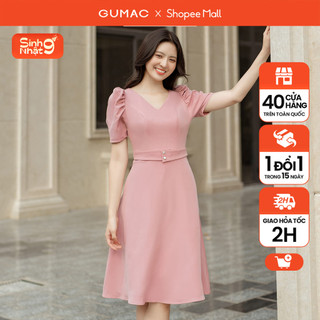 Đầm nữ form a xòe phối tay nhún gumac dd05021