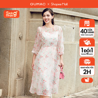 Đầm hoa tay lửng thời trang gumac dd12027