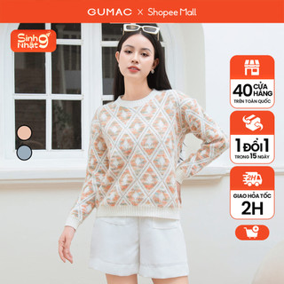 Áo len nữ tay dài gumac ad10046 họa tiết caro