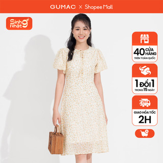 Đầm hoa nơ cổ thời trang gumac dd05083