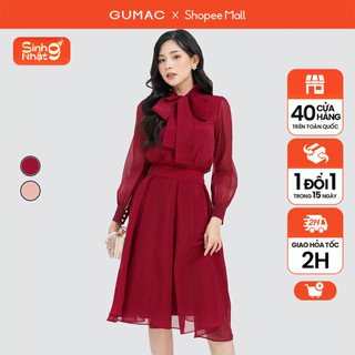 Set lẻ áo kiểu phối nơ gumac ad04065 - chân váy a xếp ly hộp gumac vd04066
