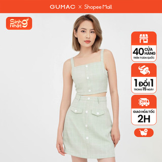 Áo croptop nữ hai dây GUMAC màu xanh trẻ trung YAE01009