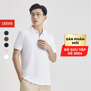 Áo polo nam canifa kiểu dáng basic có cổ bẻ nẹp cài cúc 8tp24a004