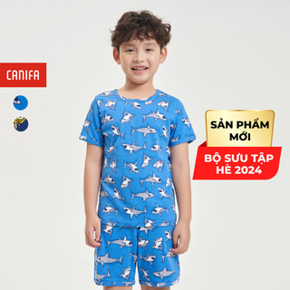 Bộ mặc nhà bé trai canifa chất liệu cotton áo cộc tay quần soóc 2ls24s010